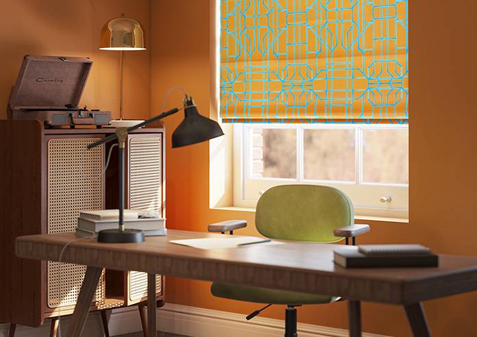 Bamboo Candy, Blue Orange - Roman Blind - Image 5